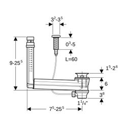 Geberit Clou Waschbeckenanschluss mit Kabelzug, Drehgriff Außendurchmesser 32mm... GEBERIT-152019001 4025416729846 (Abb. 1)