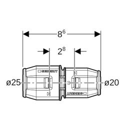 Geberit PushFit Reduktion PVDF, d 25mm, d1 20mm... GEBERIT-652651001 4025416708605 (Abb. 1)