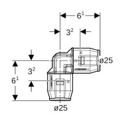 Geberit PushFit Winkel 90 Grad Außendurchmesser 25mm... GEBERIT-652270001 4025416709060 (Abb. 1)