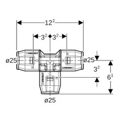 Geberit PushFit T-Stück egal Außendurchmesser 25mm... GEBERIT-652310001 4025416709121 (Abb. 1)