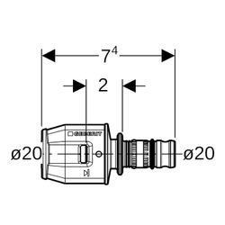 Geberit PushFit Übergang auf Geberit Mepla PVDF, d 20mm, d1 20mm... GEBERIT-651672001 4025416760634 (Abb. 1)