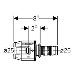 Geberit PushFit Übergang auf Geberit Mepla PVDF, d 25mm, d1 26mm... GEBERIT-652673001 4025416760863 (Abb. 1)