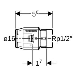 Geberit PushFit Übergang mit Innengewinde, d 16mm, Rp 1/2″, Rotguss bleifrei... GEBERIT-650541001 4025416725985 (Abb. 1)