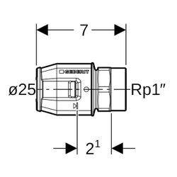 Geberit PushFit Übergang mit Innengewinde, d 25mm, Rp 1″, Rotguss bleifrei... GEBERIT-652543001 4025416726302 (Abb. 1)