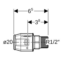 Geberit PushFit Übergang mit Außengewinde, d 20mm, R 1/2″, Rotguss bleifrei... GEBERIT-651531001 4025416709954 (Abb. 1)