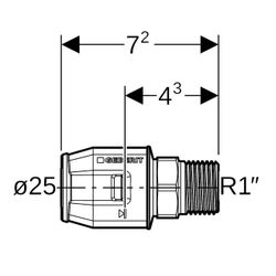 Geberit PushFit Übergang mit Außengewinde, d 25mm, R 1″, Rotguss bleifrei... GEBERIT-652533001 4025416725954 (Abb. 1)