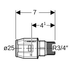 Geberit PushFit Übergang mit Außengewinde CW617N, d 25mm, R 3/4″... GEBERIT-652552001 4025416715603 (Abb. 1)