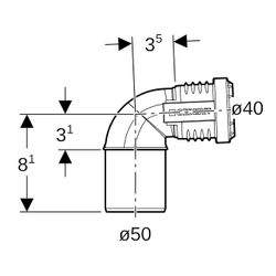 Geberit Silent-PP Bogen 87,5 Grad Außendurchmesser reduziert Außendurchmesser 40mm, ... GEBERIT-390225141 4025416936404 (Abb. 1)