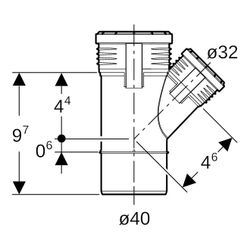Geberit Silent-PP Abzweig 45 Grad Außendurchmesser Außendurchmesser 40mm, d1 32mm... GEBERIT-390130141 4025416085409 (Abb. 1)