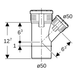 Geberit Silent-PP Abzweig 45 Grad Außendurchmesser Außendurchmesser 50mm, d1 50mm... GEBERIT-390232141 4025416936442 (Abb. 1)
