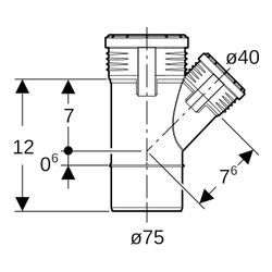 Geberit Silent-PP Abzweig 45 Grad Außendurchmesser Außendurchmesser 75mm, d1 40mm... GEBERIT-390331141 4025416936770 (Abb. 1)