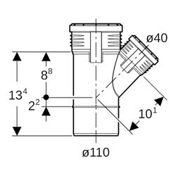 Geberit Silent-PP Abzweig 45 Grad Außendurchmesser 110mm, d1 40mm... GEBERIT-390531141 4025416937432 (Abb. 1)