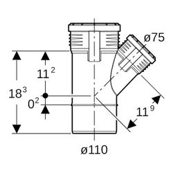 Geberit Silent-PP Abzweig 45 Grad Außendurchmesser 110mm, d1 75mm... GEBERIT-390533141 4025416937456 (Abb. 1)