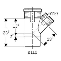 Geberit Silent-PP Abzweig 45 Grad Außendurchmesser 110mm, d1 110mm... GEBERIT-390535141 4025416937470 (Abb. 1)
