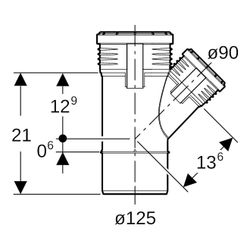 Geberit Silent-PP Abzweig 45 Grad, Außendurchmesser 125mm, d1 90mm... GEBERIT-390634141 4025416085263 (Abb. 1)