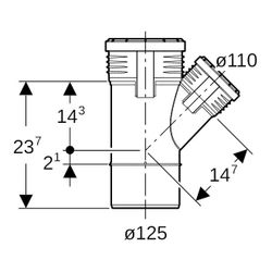 Geberit Silent-PP Abzweig 45 Grad, Außendurchmesser 125mm, d1 110mm... GEBERIT-390635141 4025416085270 (Abb. 1)