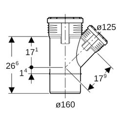 Geberit Silent-PP Abzweig 45 Grad, d 160mm, d1 125mm... GEBERIT-390736141 4025416085584 (Abb. 1)