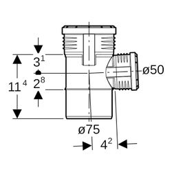Geberit Silent-PP Abzweig 87,5 Grad Außendurchmesser Außendurchmesser 75mm, d1 50mm... GEBERIT-390348141 4025416936817 (Abb. 1)