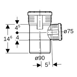 Geberit Silent-PP Abzweig 87,5 Grad Außendurchmesser Außendurchmesser 90mm, d1 75mm... GEBERIT-390449141 4025416937104 (Abb. 1)