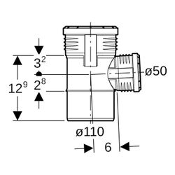 Geberit Silent-PP Abzweig 87,5 Grad Außendurchmesser 110mm, d1 50mm... GEBERIT-390548141 4025416937494 (Abb. 1)