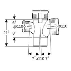 Geberit Silent-PP Bogenabzweig 87,5 Grad zweifach d 110mm, d1 110mm, d2 110mm... GEBERIT-390566141 4025416937579 (Abb. 1)