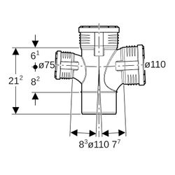 Geberit Silent-PP Bogenabzweig 87,5 Grad zweifach d 110mm, d1 110mm, d2 75mm... GEBERIT-390567141 4025416937586 (Abb. 1)