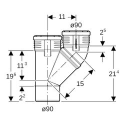 Geberit Silent-PP Parallelabzweig 45 Grad Außendurchmesser Außendurchmesser 90mm, d1... GEBERIT-390457141 4025416937128 (Abb. 1)