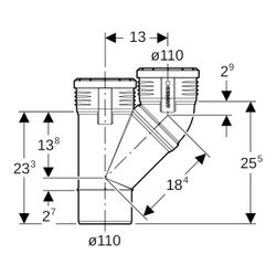 Geberit Silent-PP Parallelabzweig 45 Grad d 110mm, d1 110mm... GEBERIT-390557141 4025416937531 (Abb. 1)