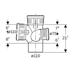 Geberit Silent-PP Schachtbogenabzweig 87,5 Grad links d 110mm, d1 75mm, d2 110mm... GEBERIT-390564141 4025416937562 (Abb. 1)