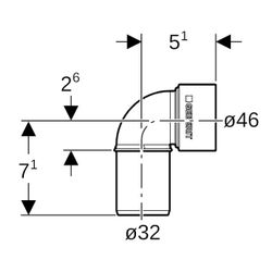 Geberit Silent-PP Anschlussbogen 90 Grad Außendurchmesser Außendurchmesser 32mm... GEBERIT-390083141 4025416085546 (Abb. 1)