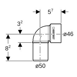Geberit Silent-PP Anschlussbogen 90 Grad Außendurchmesser Außendurchmesser 50mm, d1 ... GEBERIT-390283141 4025416936503 (Abb. 1)