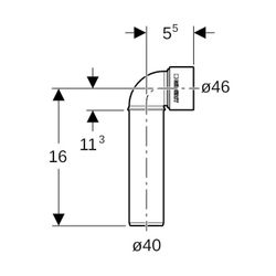Geberit Silent-PP Anschlussbogen 90 Grad Außendurchmesser lang Außendurchmesser 40mm... GEBERIT-390186141 4025416936190 (Abb. 1)