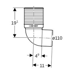 Geberit Silent-PP Anschlussbogen für WC, 87,5 Grad Außendurchmesser 110mm... GEBERIT-390593111 4025416723639 (Abb. 1)