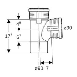Geberit Silent-PP Bogenabzweig 87,5 Grad Außendurchmesser Außendurchmesser 90mm, d1 ... GEBERIT-390454141 4025416937111 (Abb. 1)