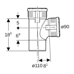 Geberit Silent-PP Bogenabzweig 87,5 Grad Außendurchmesser 110mm, d1 90mm... GEBERIT-390554141 4025416937517 (Abb. 1)