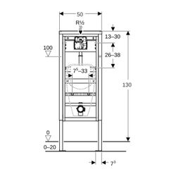 Geberit Duofix Basic Element für Urinal, 130cm, für Trockenbau, universell, für Urin... GEBERIT-458603005 4025416190752 (Abb. 1)