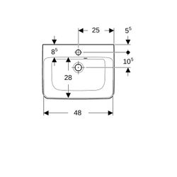 Geberit Renova Plan Handwaschbecken mit asymmetrischem Überlauf, 50x16,5x38cm, Hahnl... GEBERIT-501628001 4025410858313 (Abb. 1)