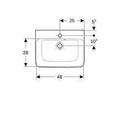 Geberit Renova Plan Aufsatzhandwaschbecken, asymmetrischem Überl. B 50cm T 38cm Hahn... GEBERIT-501719008 4025410868480 (Abb. 1)