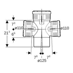 Geberit Silent-PP Abzweig 87,5 Grad zweifach Außendurchmesser 125mm, d1 110mm... GEBERIT-390665141 4025416084730 (Abb. 1)