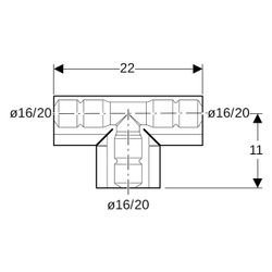 Geberit Abschluss für T-Stück, 16/20mm, PE-HD, 22cm, 601837001... GEBERIT-601837001 4025416101505 (Abb. 1)