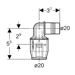 Geberit PushFit Winkel 90 Grad mit Steckende PVDF, d 20mm... GEBERIT-651273001 4025416100171 (Abb. 1)