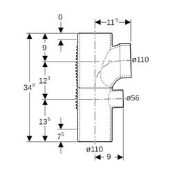 Geberit Silent db20 Kombibogenabzweig 88,5 Grad, d 110mm, d1 110mm, d2 56mm... GEBERIT-310813141 4025416153399 (Abb. 1)