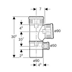 Geberit Silent-PP Kombibogenabzweig 87,5 Grad Außendurchmesser Außendurchmesser 90mm... GEBERIT-390456141 4025416153306 (Abb. 1)