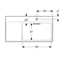 Geberit ONE Waschtisch Abgang horizontal Ablagefläche links 90x48cm Hahnloch rechts ... GEBERIT-505043001 4025410593948 (Abb. 1)