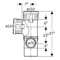 Geberit Silent-PP Kombibogeneckabzweig 87,5 Grad rechts D 110mm, D1 110mm, D2 75mm... GEBERIT-390560141 4025416200017 (Abb. 1)