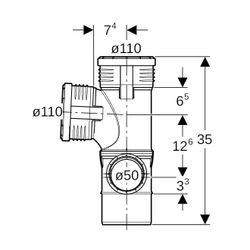 Geberit Silent-PP Kombibogeneckabzweig 87,5 Grad rechts d 110mm, d1 110mm, d2 50mm... GEBERIT-390565141 4025416296232 (Abb. 1)