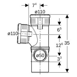 Geberit Silent-PP Kombibogeneckabzweig 87,5 Grad rechts D 110mm, D1 110mm, D2 50mm... GEBERIT-390565141 4025416296232 (Abb. 1)