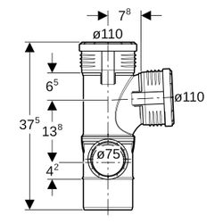 Geberit Silent-PP Kombibogeneckabzweig 87,5 Grad links D 110mm, D1 110mm, D2 75mm... GEBERIT-390561141 4025416200338 (Abb. 1)