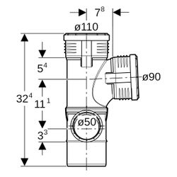 Geberit Silent-PP Kombibogeneckabzweig 87,5 Grad links D 110mm, D1 90mm, D2 50mm... GEBERIT-390570141 4025416296263 (Abb. 1)