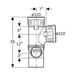Geberit Silent-PP Kombibogeneckabzweig 87,5 Grad links, d 110mm, d1 110mm, d2 50mm... GEBERIT-390578141 4025416296300 (Abb. 1)